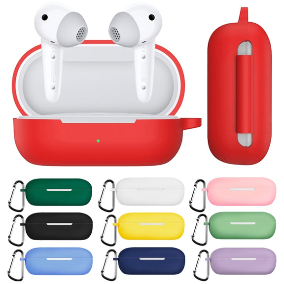 For Huawei FreeBuds SE Pure Color Bluetooth Earphone Silicone Case with Hook(Pink)