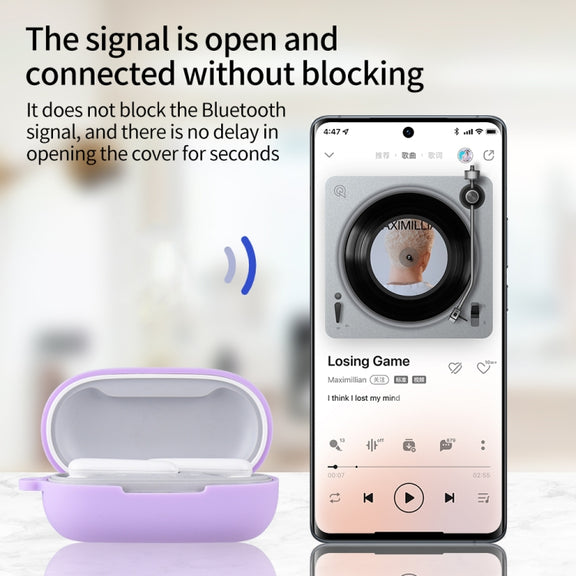 For Huawei FreeBuds SE Pure Color Bluetooth Earphone Silicone Case with Hook(Purple)