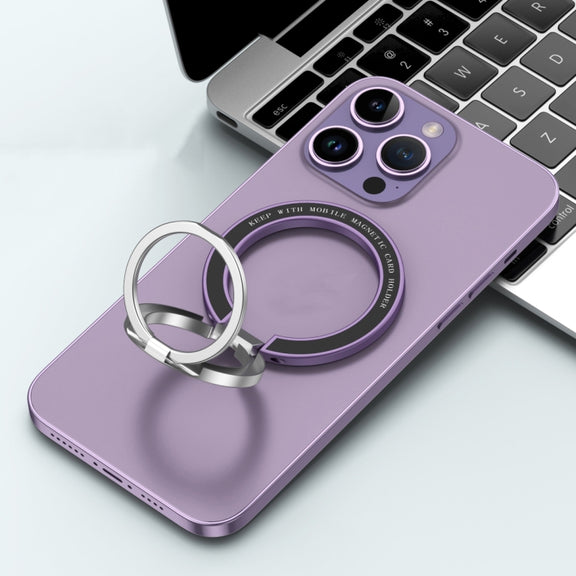 Car Magnetic Dual Axis Ring Phone Holder(Frosted Purple)