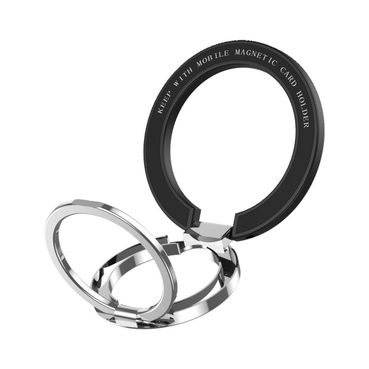 Car Magnetic Dual Axis Ring Phone Holder(Bright Black)
