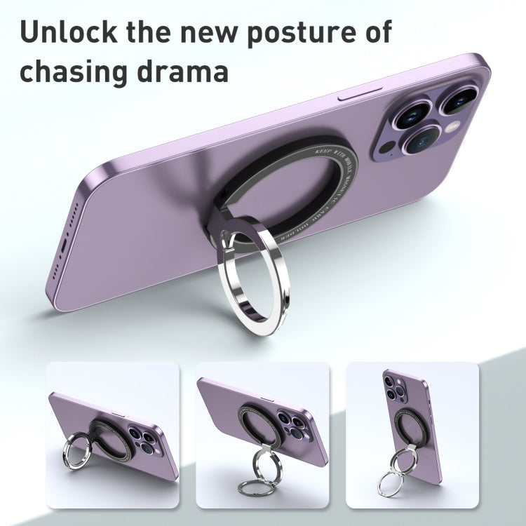 Car Magnetic Dual Axis Ring Phone Holder(Frosted Purple)