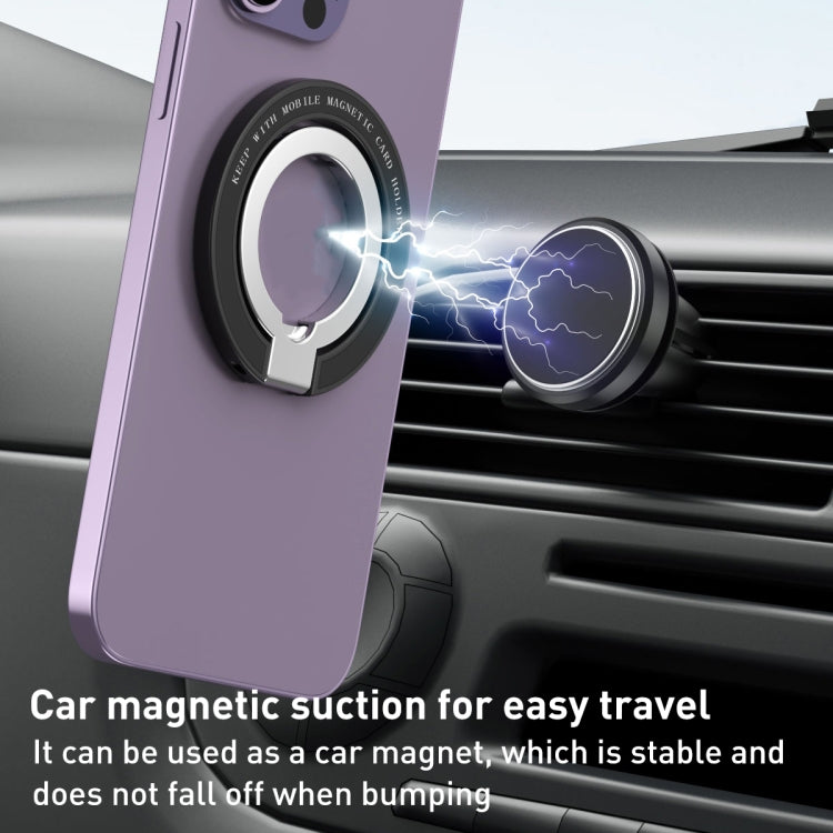 Car Magnetic Dual Axis Ring Phone Holder(Frosted Purple)