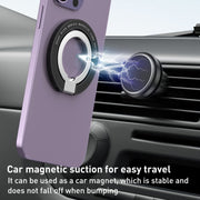 Car Magnetic Dual Axis Ring Phone Holder(Frosted Purple)