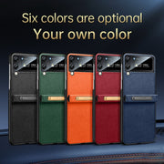 For Samsung Galaxy Z Flip4 SULADA Invisible Bracket Leather Back Cover Phone Case(Orange)