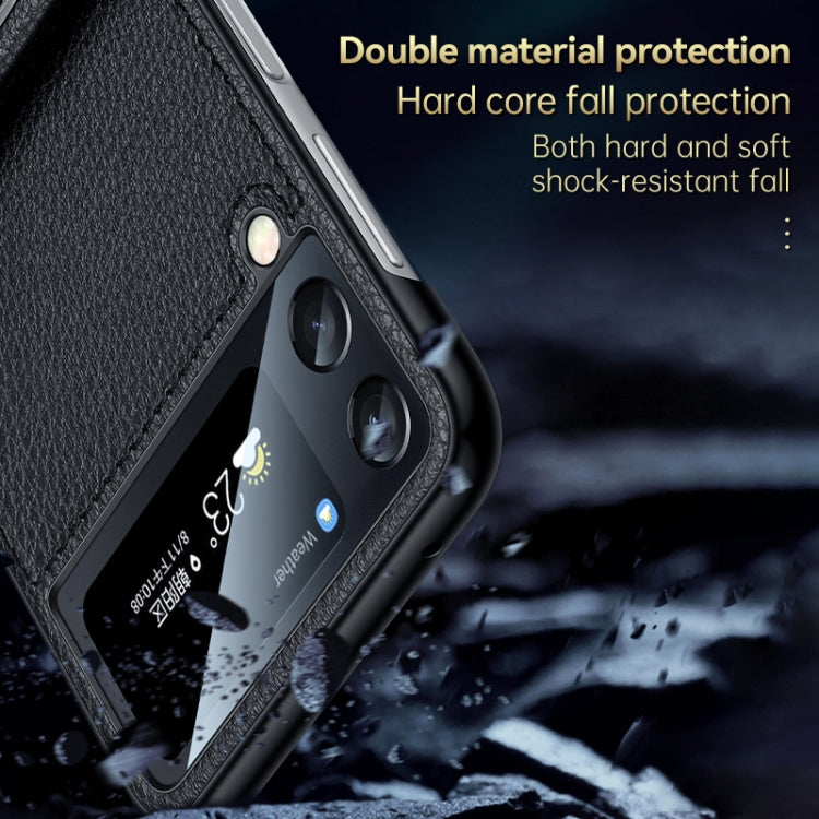 For Samsung Galaxy Z Flip4 SULADA Invisible Bracket Leather Back Cover Phone Case(Blue)