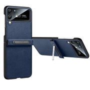 For Samsung Galaxy Z Flip3 5G SULADA Invisible Bracket Leather Back Cover Phone Case(Blue)