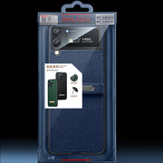 For Samsung Galaxy Z Flip3 5G SULADA Invisible Bracket Leather Back Cover Phone Case(Black)
