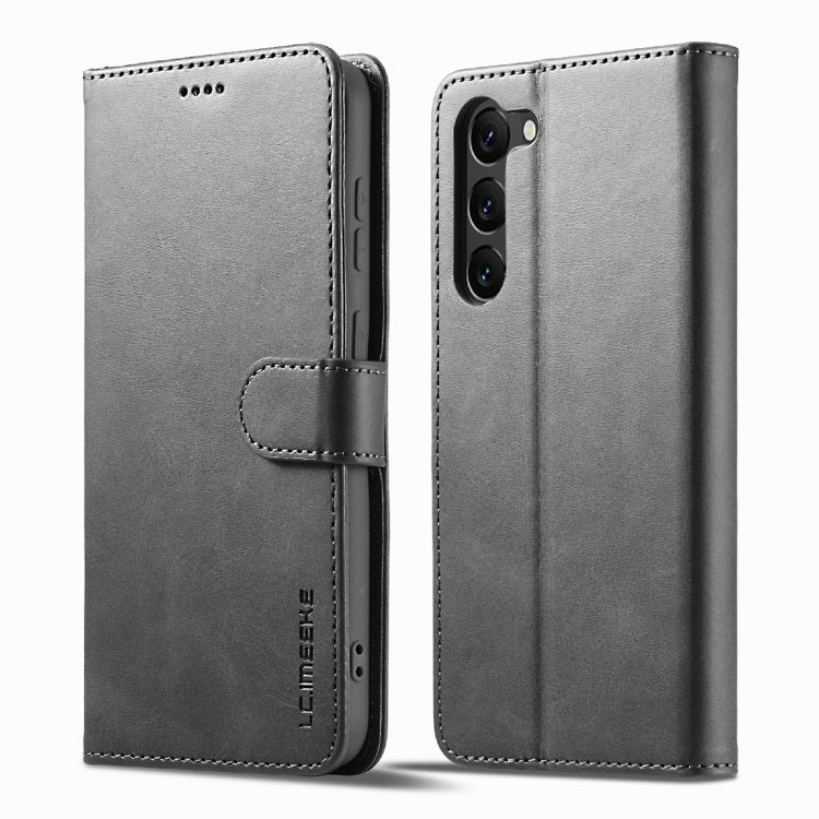 For Samsung Galaxy S23 5G LC.IMEEKE Calf Texture Horizontal Flip Leather Phone Case(Grey)
