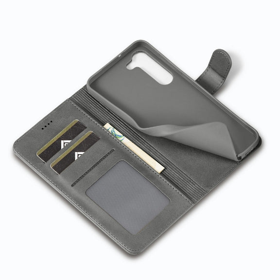 For Samsung Galaxy S23 5G LC.IMEEKE Calf Texture Horizontal Flip Leather Phone Case(Grey)