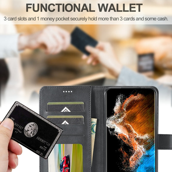 For Samsung Galaxy S23 5G LC.IMEEKE Calf Texture Horizontal Flip Leather Phone Case(Grey)