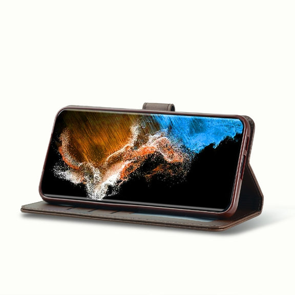 For Samsung Galaxy S23+ 5G LC.IMEEKE Calf Texture Horizontal Flip Leather Phone Case(Coffee)