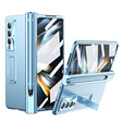 For Samsung Galaxy Z Fold4 Electroplating Corrugated Hinge Folding Phone Case with Pen Slot(Blue) - Galaxy Z Fold4 5G Cases by PMC TechLife | Online Shopping South Africa | PMC TechLife | Buy Now Pay Later Mobicred