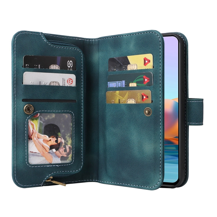 For Xiaomi Redmi Note 10 Pro 4G Multifunctional Card Slot Zipper Wallet Leather Phone Case(Blue)