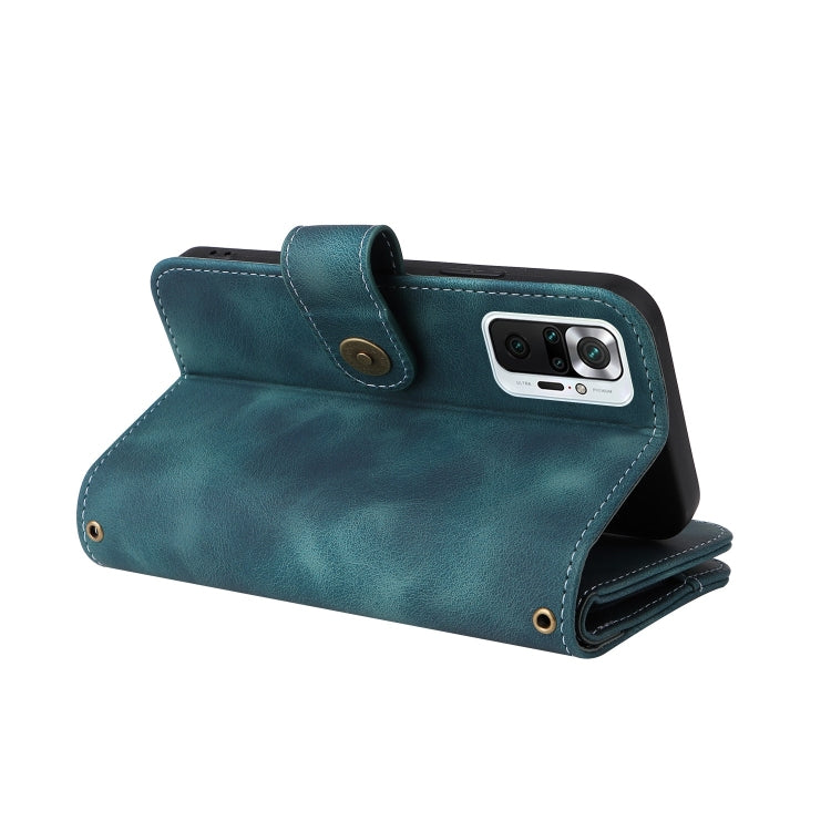 For Xiaomi Redmi Note 10 Pro 4G Multifunctional Card Slot Zipper Wallet Leather Phone Case(Blue)