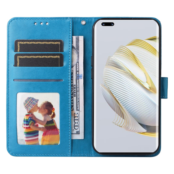For Huawei nova 10 Embossed Sunflower Leather Phone Case(Blue)