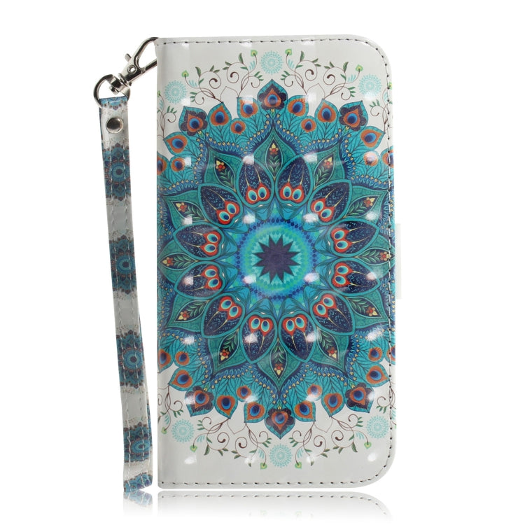 For Huawei nova Y70 Plus 3D Colored Pattern Flip Leather Phone Case(Peacock Wreath)