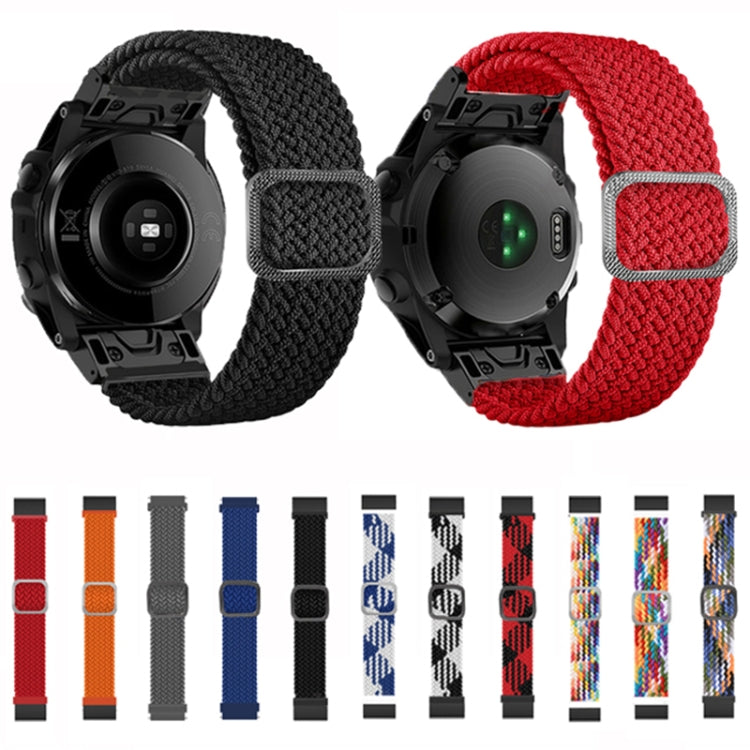 Compatible with Garmin Fenix 7X Adjustable Nylon Braided Elasticity Watch Band(Colorful Denim)