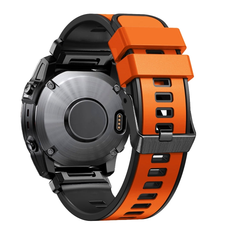 Compatible with Garmin Fenix 7X 26mm Plain Weave Two-Color Quick Release Silicone Watch Band(Orange Black)