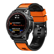 Compatible with Garmin Fenix 7X 26mm Plain Weave Two-Color Quick Release Silicone Watch Band(Orange Black)