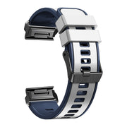 Compatible with Garmin Fenix 7 22mm Plain Weave Two-Color Quick Release Silicone Watch Band(White Blue)