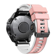 Compatible with Garmin Fenix 7 22mm Plain Weave Two-Color Quick Release Silicone Watch Band(Pink White)
