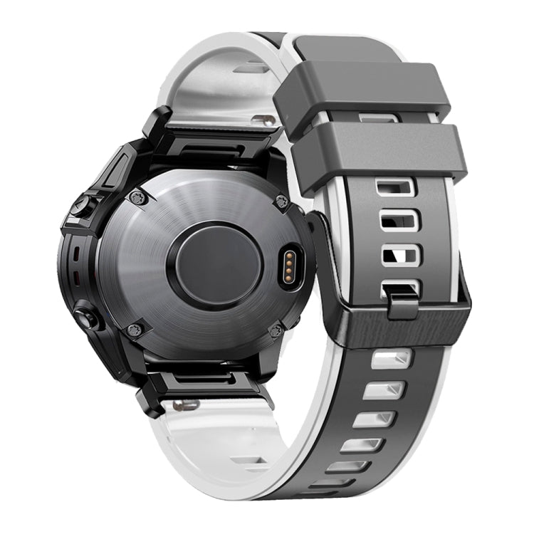 Compatible with Garmin Fenix 7 22mm Plain Weave Two-Color Quick Release Silicone Watch Band(Grey)