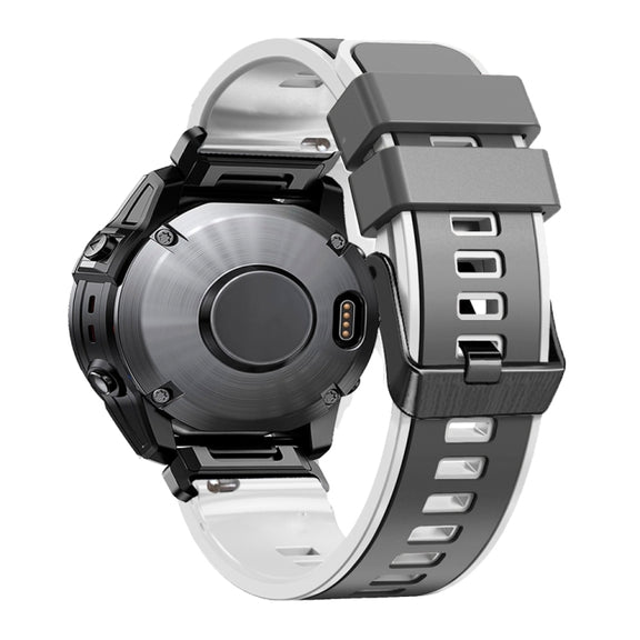 Compatible with Garmin Fenix 7 22mm Plain Weave Two-Color Quick Release Silicone Watch Band(Grey)