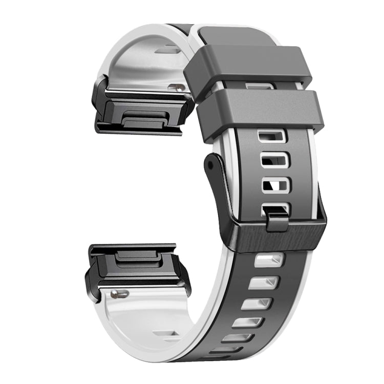 Compatible with Garmin Fenix 7 22mm Plain Weave Two-Color Quick Release Silicone Watch Band(Grey)