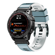 Compatible with Garmin Fenix 7 22mm Plain Weave Two-Color Quick Release Silicone Watch Band(Blue Grey White)