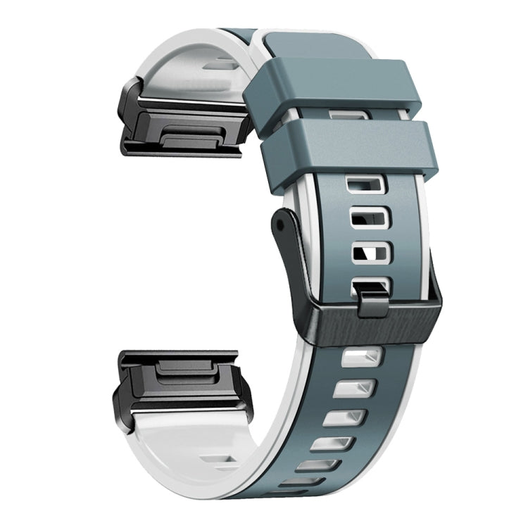 Compatible with Garmin Fenix 7 22mm Plain Weave Two-Color Quick Release Silicone Watch Band(Blue Grey White)