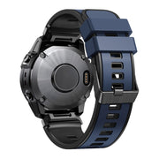 Compatible with Garmin Fenix 7 22mm Plain Weave Two-Color Quick Release Silicone Watch Band(Dark Blue)