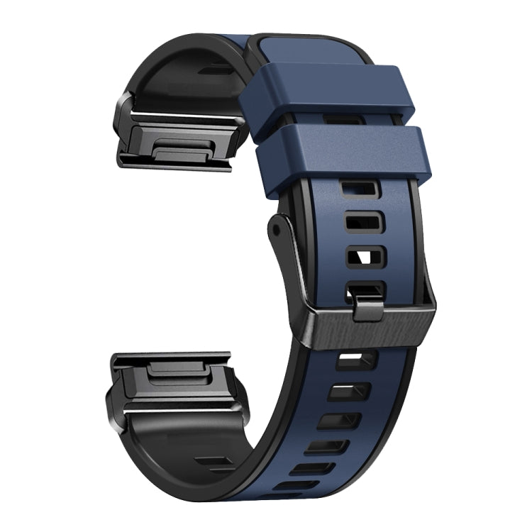 Compatible with Garmin Fenix 7 22mm Plain Weave Two-Color Quick Release Silicone Watch Band(Dark Blue)