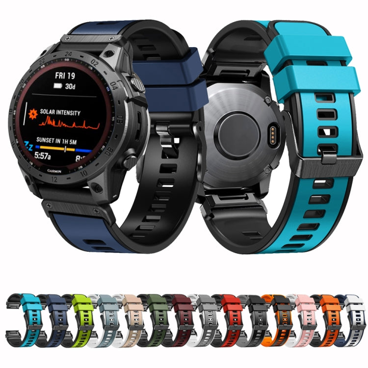 Compatible with Garmin Fenix 7 22mm Plain Weave Two-Color Quick Release Silicone Watch Band(Red)
