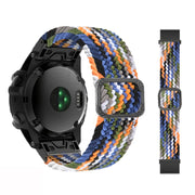 Compatible with Garmin Fenix 7 Adjustable Nylon Braided Elasticity Watch Band(Colorful Denim)