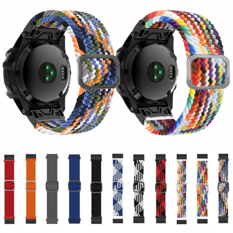 Compatible with Garmin Fenix 7 Adjustable Nylon Braided Elasticity Watch Band(Blue)