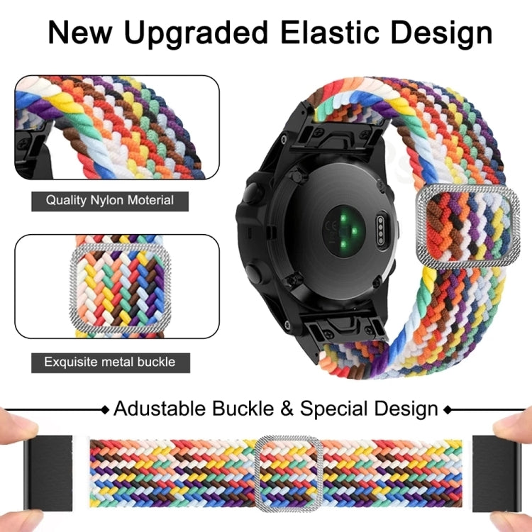 Compatible with Garmin Fenix 7 Adjustable Nylon Braided Elasticity Watch Band(Blue)