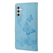 For Samsung Galaxy A54 5G Butterfly Embossed Horizontal Flip Leather Phone Case(Blue)