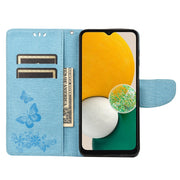For Samsung Galaxy A54 5G Butterfly Embossed Horizontal Flip Leather Phone Case(Blue)
