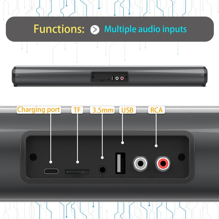 BS-10 Bluetooth 5.0 Speaker TV Soundbar with Remote Control(Black)