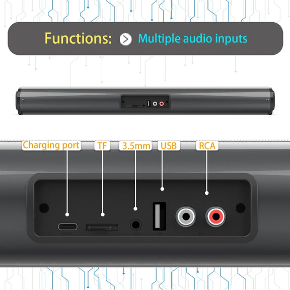 BS-10 Bluetooth 5.0 Speaker TV Soundbar with Remote Control(Black)