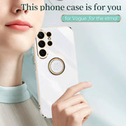 For Samsung Galaxy S23 Ultra 5G XINLI Straight Edge 6D Electroplate TPU Phone Case with Ring Holder(Mint Green)