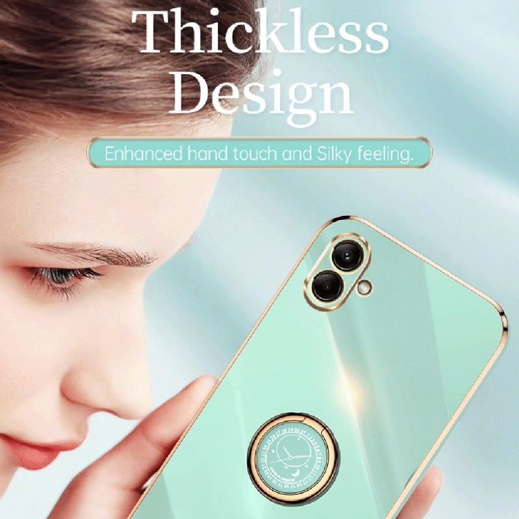 For Samsung Galaxy A04 4G XINLI Straight Edge 6D Electroplate TPU Phone Case with Ring Holder(White)