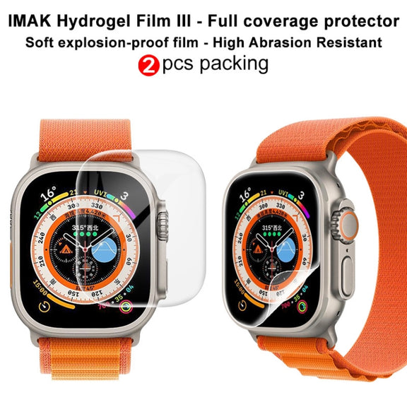 For Apple Watch Ultra 49mm 2pcs imak Curved Full Screen Hydrogel Film Front Protector