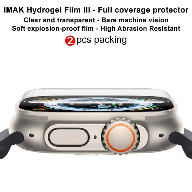 For Apple Watch Ultra 49mm 2pcs imak Curved Full Screen Hydrogel Film Front Protector