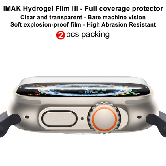 For Apple Watch Ultra 49mm 2pcs imak Curved Full Screen Hydrogel Film Front Protector