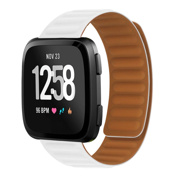 For Fitbit Versa 4 / 3 / Sense 2 20mm Silicone Magnetic Watch Band(White)