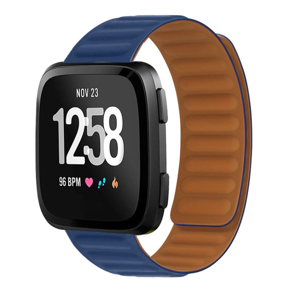 For Fitbit Versa 4 / 3 / Sense 2 20mm Silicone Magnetic Watch Band(Dark Blue)
