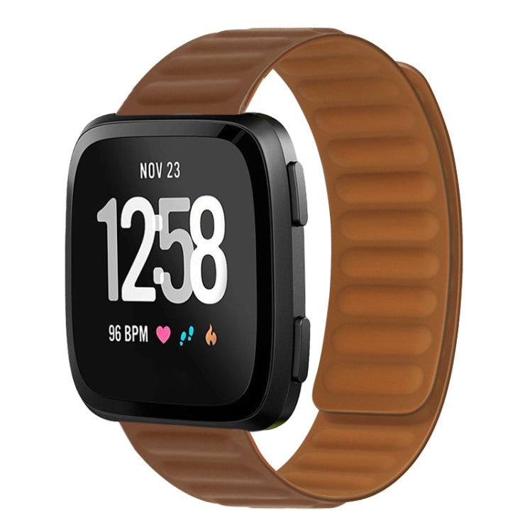 For Fitbit Versa 4 / 3 / Sense 2 20mm Silicone Magnetic Watch Band(Brown)