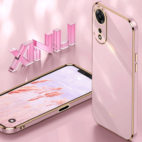 For OPPO A58 5G XINLI Straight Edge 6D Electroplate TPU Phone Case(Black)