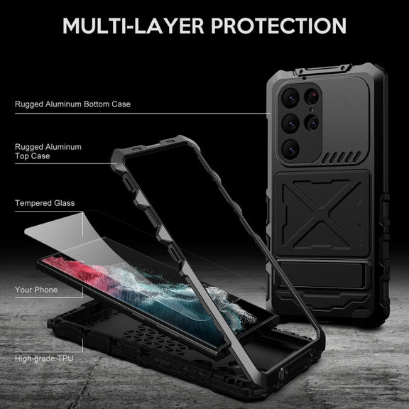 For Samsung Galaxy S23 Ultra 5G R-JUST Life Water-resistant Dustproof Shockproof Phone Case(Black)